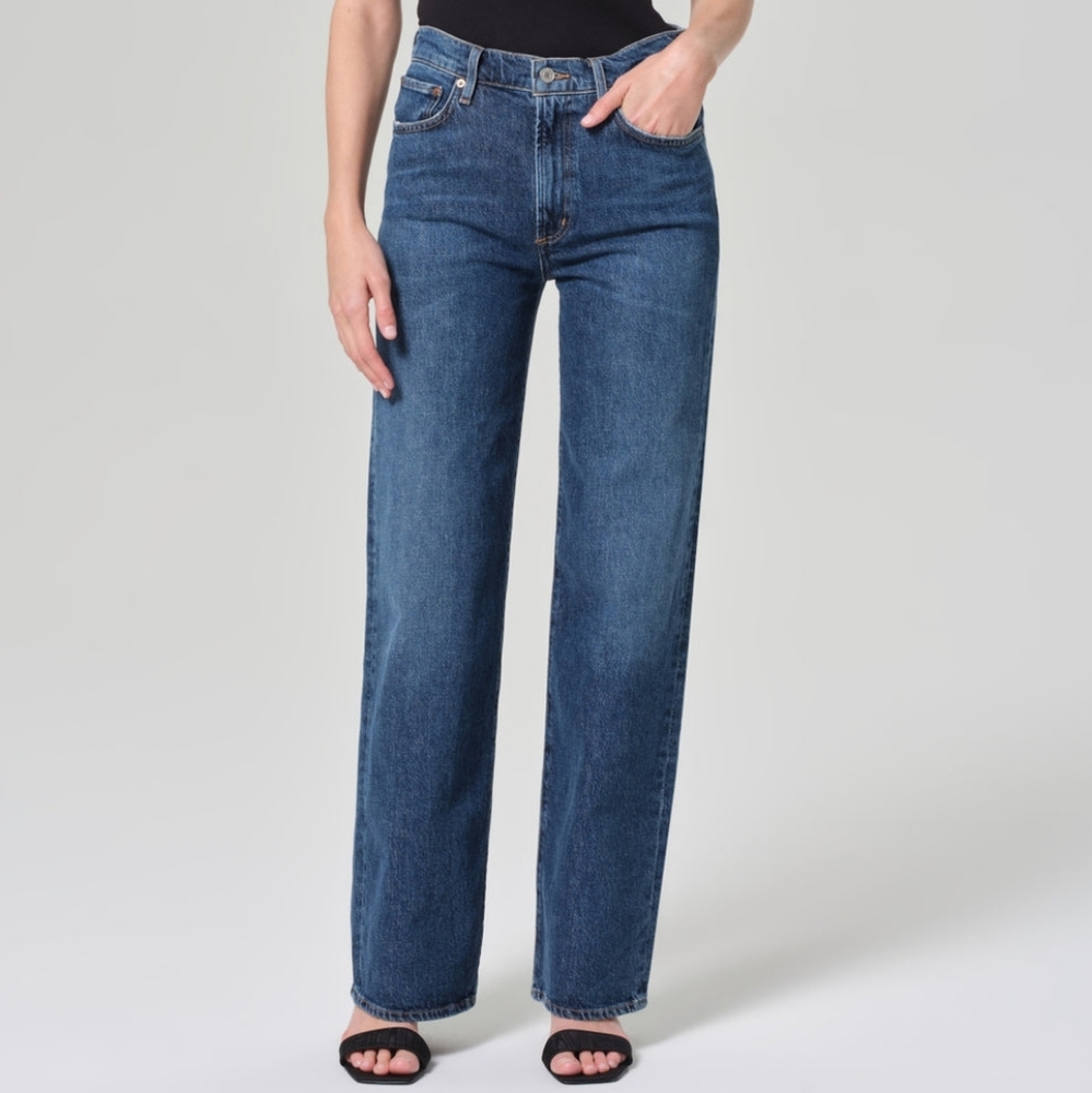 Agolde Harper Mid Rise Relaxed Straight Jeans in Tempo